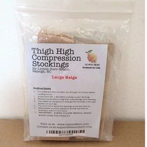 Thigh High Beige Compression Stockings NEW Size Large Lemon Hero Health Medical